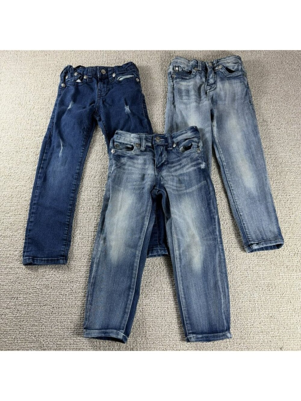 True Religion Straight Legged Blue Jeans Lot of 3 Boys Size 6